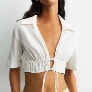 Zara Ecru Tie Top
